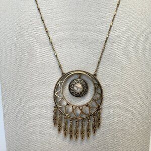 Dream Catcher Pendant Necklace Gold-Tone Southwest Western Jessica Simpson